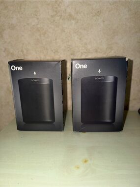 Sonos One Smart Speaker Pair New in Boxes - Black - Gen 2